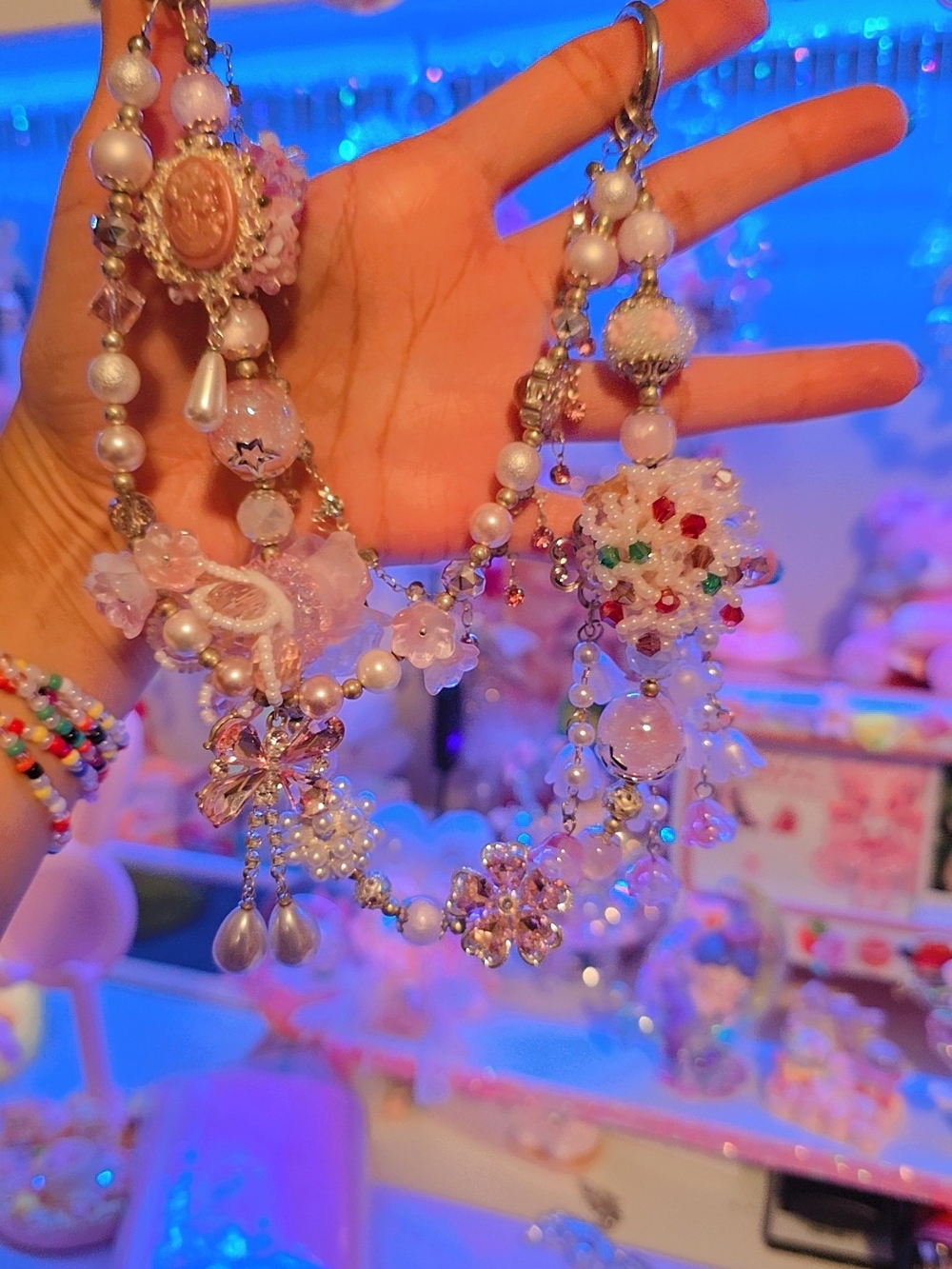 Handmade Pink Pearl Charm Chain